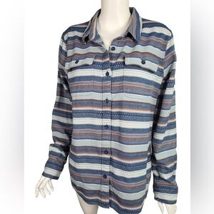 Patagonia Fjord Flannel Shirt Organic Cotton Stripe Button Up Size M